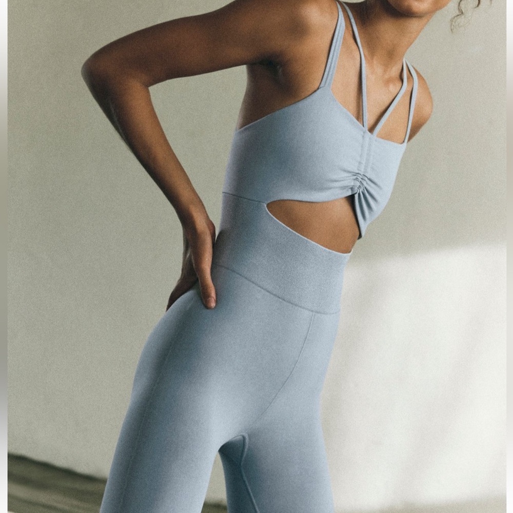 Free People Good Karma Light Blue Cutout Jumpsuit Xs/Sm